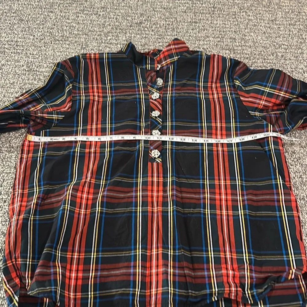 J. Crew Black Red Plaid Button Pullover Top
